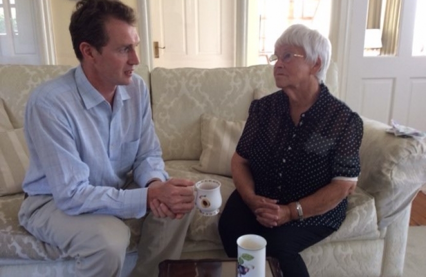 David visits cancer patient Ann Wilkinson at her home in Usk 