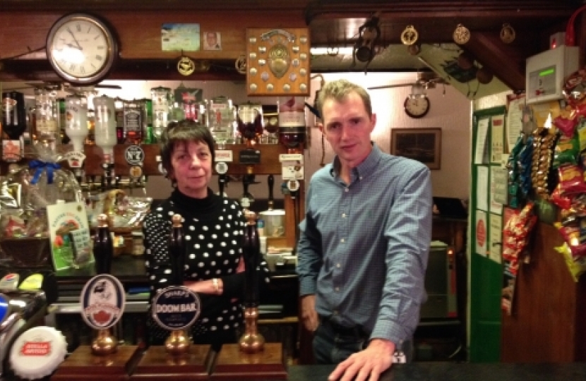 David with the landlady of the Green Dragon, Margaret Cleaves. 