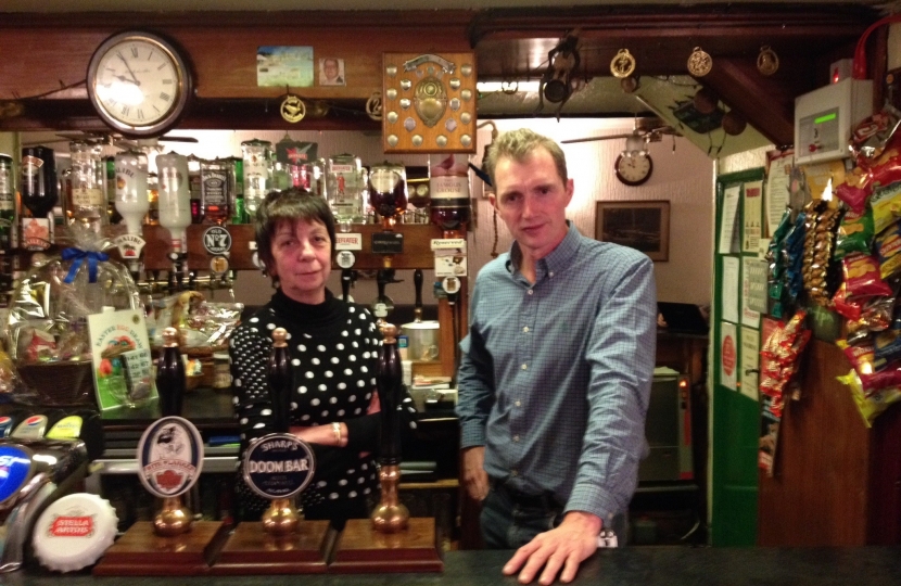 David with Margaret Cleaves, landlady of The Green Dragon in Monmouth