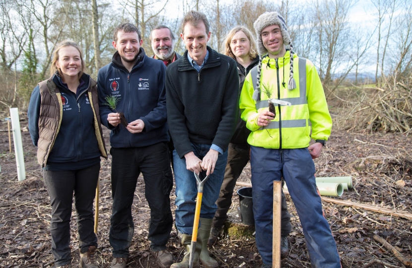 David joined students and staff at the planting at Coleg Gwent’s Usk Campus