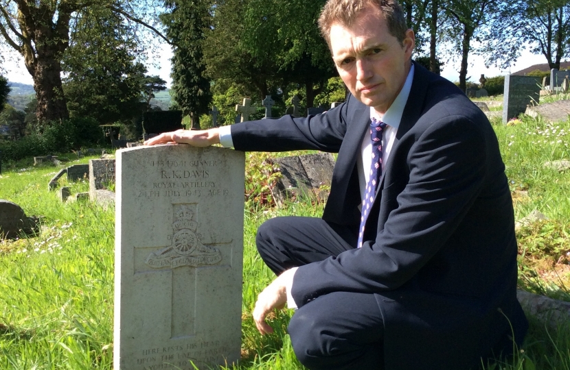 David visits a Commonwealth war grave at Monmouth cemetery